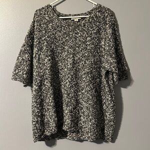 Coldwater Creek 2X Black& White Short Sleeve Sweater